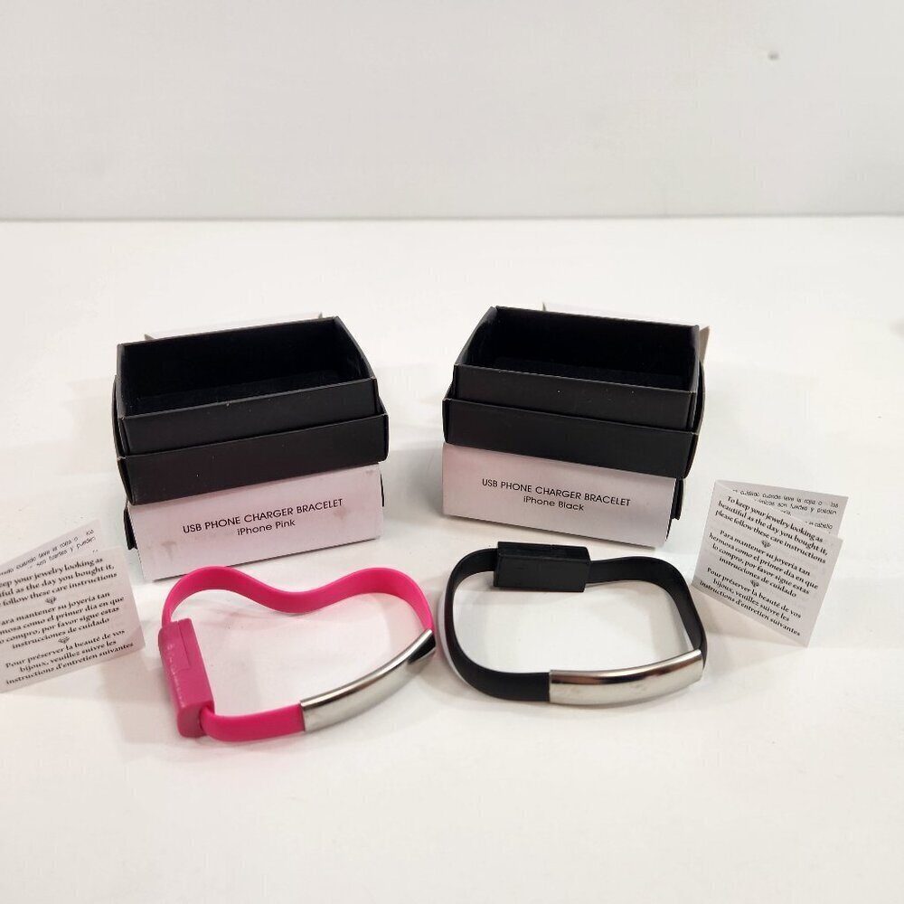 Avon USB Phone Charger Bracelet x 4 iPhone Black Pink NEW